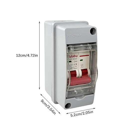 DC Miniature Circuit Breaker 1000V, IP65 Waterproof PV Solar DC Disconnect Switch with DIN Rail Enclosure, Solar Panel Disconnect Switch for Solar PV System (40A)