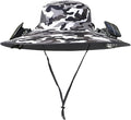 Men Women Wide Brim Sun Hats with 2 Solar Fan Waterproof Breathable Bucket Hat Outdoor Fishing Hat for Hiking Camping