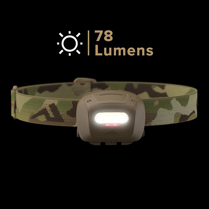 Princeton Tec Quad Tactical Headlamp with 4 Ultrabright RGB LEDs and 78 Lumens, IPX7 Water Resistance, Essential for Camping, Paddling, Trade Work, & Safety Preparedness, Multicam