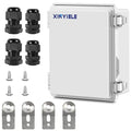 Waterproof Outdoor Project ABS Plastic Junction Box IP67 Weatherproof Dustproof Enclosure with Hinged Cover, Mounting Plate,Wall Brackets for Power Project (8.7"X6.7"X4.5")