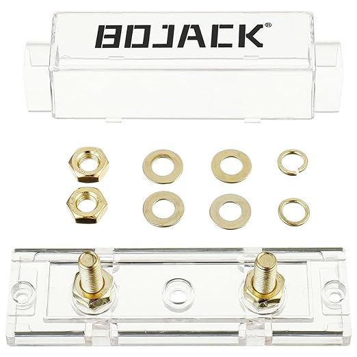 BoJack 2pcs 500A ANL Fuse Holder and 2pcs 500Amp 32VDC ANL Fuses for Audio and Video Systems
