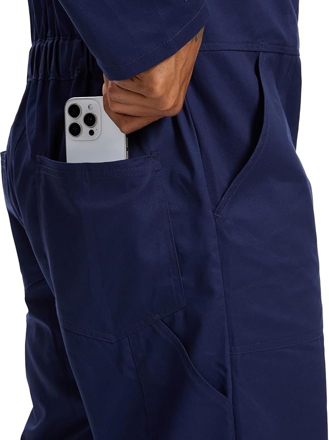 WORK IDEA Men's Coveralls Long Sleeve 100% Cotton Twill Workwear Jumpsuit Relaxed Fit