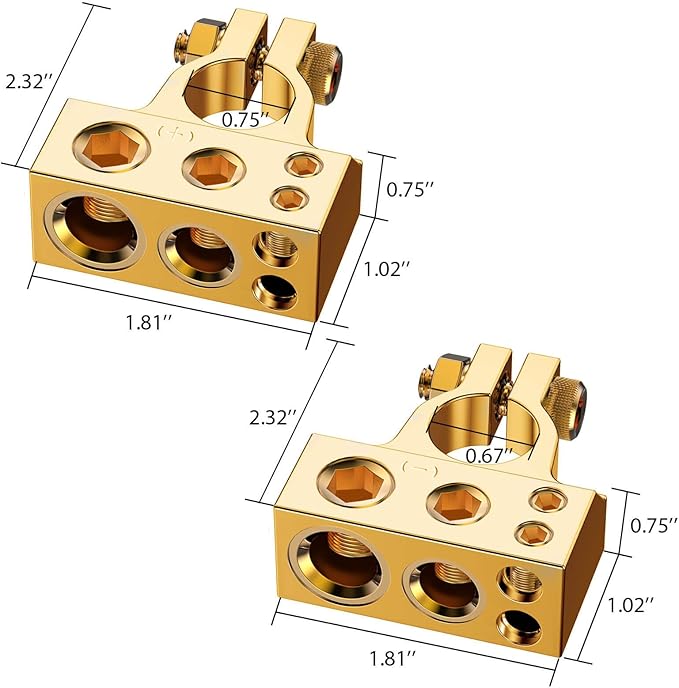 Battery Terminal Connectors, 0/4/8/10 Gauge AWG Battery Terminal, Positive Negative Battery Terminals, with 2 Clear Covers and Shims, Battery Connectors for Car, Marine, Truck, Motorcycle