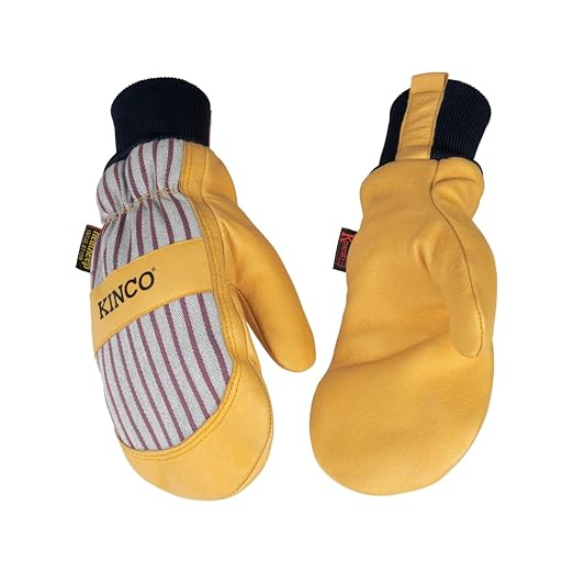 Kinco, 1927KWT-KS, Polyester & Elastic Knit Wrist with Leather Pull-Tab, Wing Thumb Design, Heatkeep® Thermal Insulation, Mitt Outer Shell, Kids Small