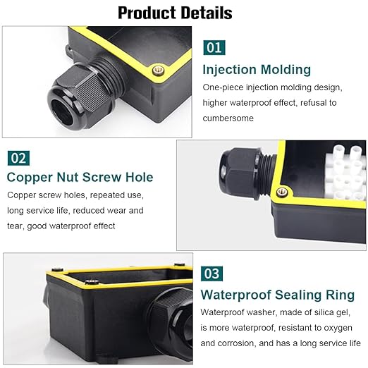 Junction Box Outdoor Waterproof Electrical Box, 3 Way Plug Line Plastic External Junction Box, Electric Power Cord Boxes Suitable for Outdoor Lights, Landscape Lighting (3way)