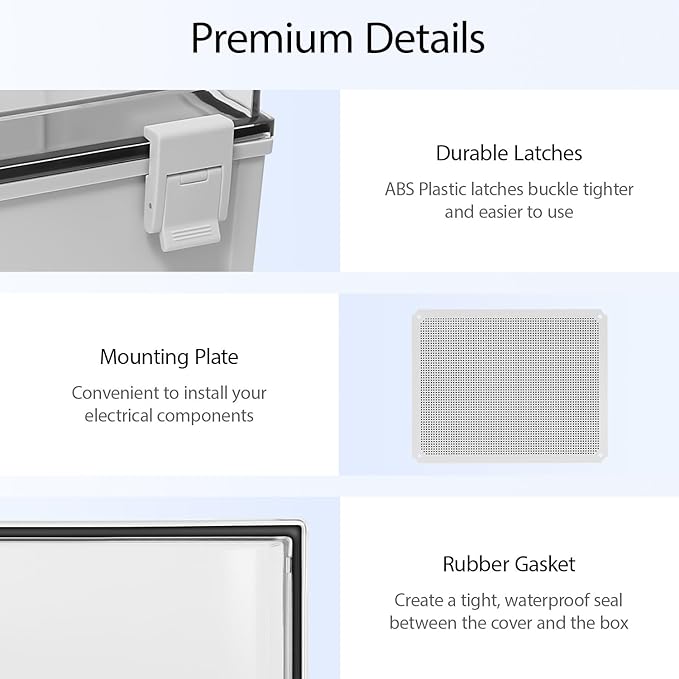 Electrical Box IP65 Waterproof ABS Plastic Enclosure Outdoor and Indoor Project Box Hinged Clear Cover with Mounting Plate Wall Brackets, Outer Dimension 19.7"x 15.7" x 7.9"