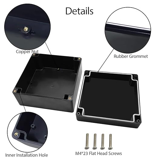LeMotech Electrical Box ABS Plastic Project Box IP65 Waterproof Junction Box Project Case Universal Enclosure for Electronics Black 6.1x 6.1x 3.4 inch(160x160x90mm)（Pack of 1