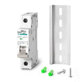 DC 20A Circuit Breaker, 1 Pole DIN Rail Mount, 250V Solar PV Disconnect Switch, Overcurrent Protection for Battery, Home, RV, and Industrial Electrical Systems