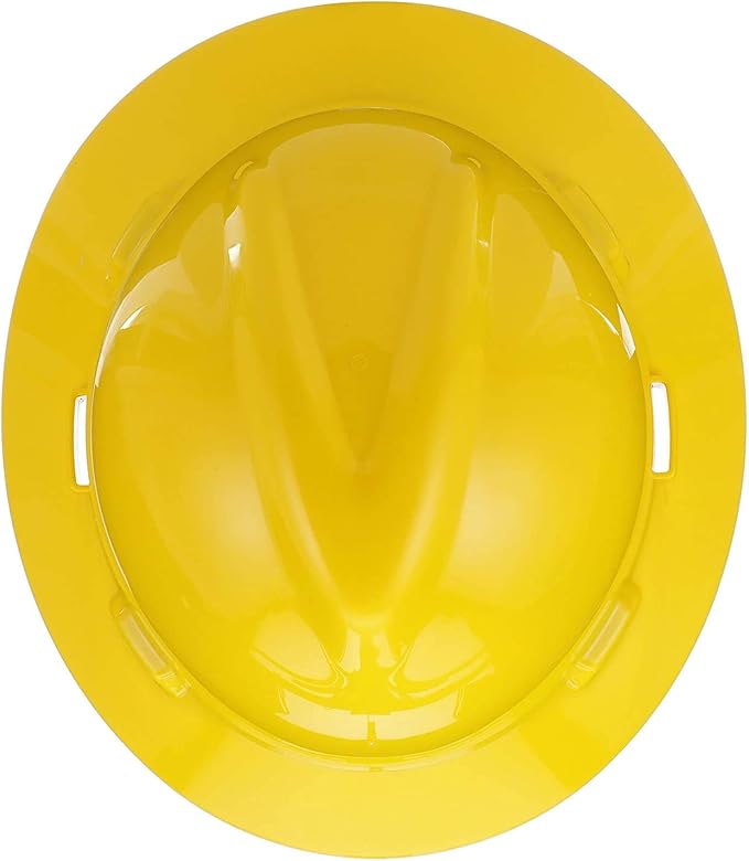 MSA V-Gard Full-Brim Hard Hat with Suspension - Polyethylene Shell, Superior Impact Protection and Self Adjusting Crown Straps - Standard Size Hard Hat