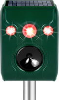 Solar Animal Repeller. Ultrasonic Animal Repellent. with Flashing LED Light and Alarm to expel Cats, Dogs, Squirrels, Deer, Raccoons, Skunks, Rabbits, Foxes, etc