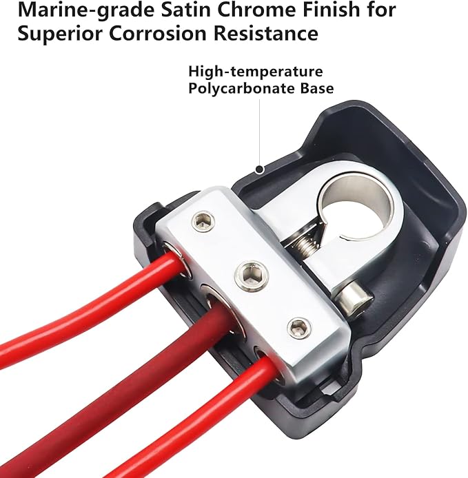 Recoil PBT-D04 2 Pack Premium Solid Brass Positive Negative Battery Terminals Clamps with One 0/2/4 Gauge Output and Two 4/8 Gauge Outputs