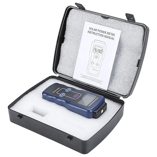 Solar Power Meter, Digital Solar Power Meter Sun Light Radiation Measuring Testing Instrument for Solar Radiation Measurement, Solar Energy Research, Meteorology,