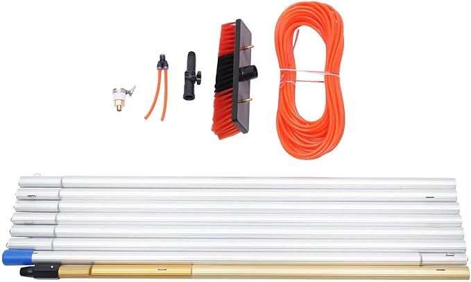 Water Fed Brush, 26FT Poles Solar Panels Window Cleaning Brush Telescopic Pole with 8 Adjustment Cleaning Pole&1 Water Segregator &Carrying Bag Professional Cleaner Pipe Tools