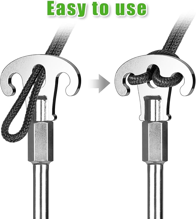 15 Inch Screw in Ground Anchors Kit(Pack of 4) Heavy Duty Tent Stakes, Double-Sided Welded Spiral Windproof Earth Anchors for Trampoline, Shed, Swing Set & Mobile Home