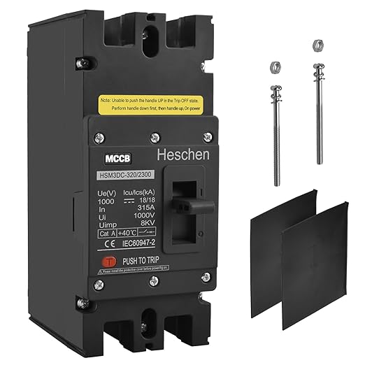 Heschen DC Molded Case Circuit Breaker MCCB, 2 Poles, DC1000V Photovoltaic Circuit Breaker, for Solar PV System Solar Panels Grid System (315A HSM3DC-320)