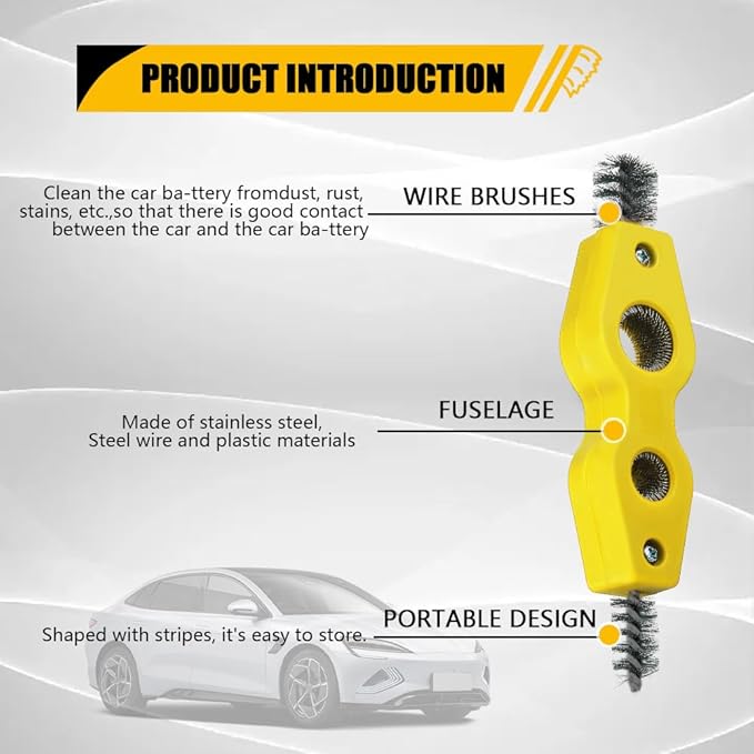 2PCS 4 in 1 Car Battery Cleaning Brush, Battery Terminal Cleaner, Copper Pipes Cleaner Brush Tool, Auto Universal Interior and Exterior Battery Terminals Machine Parts Anti-Corrosion Battery Terminals