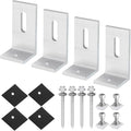 uxcell 4Pcs Solar Panel Mounting L Brackets with Rubber Pad, Aluminum Alloy Solar Panel System Install Accessories for PV Mounting System