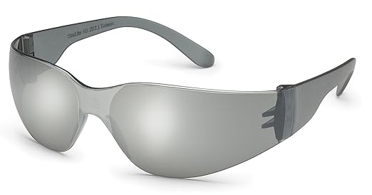 Gateway Safety 468M UL-Certified StarLite Safety Glasses, Silver Mirror Lens, Gray Temple (Pack of 10)