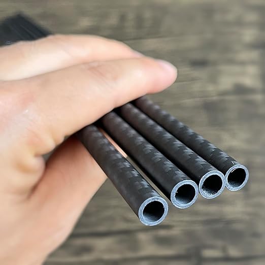 4pcs Carbon Fiber Tube 8mmx6mmx500mm,6~50mm Available, 3K roll Wrapped Twill Matte Finish.