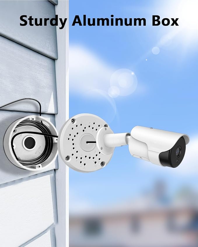 【Only Compatible with Bullet Cameras】 Universal Bullet Security Camera Mount Bracket Hide Cable, Metal Electric Enclosure, Waterproof Outdoor Camera Cover, Base Junction Box for CCTV Cams (1 Pack)