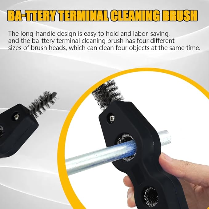 4 in 1 Car Battery Cleaning Brush, Battery Terminal Cleaner, Copper Pipes Cleaner Brush Tool, Auto Universal Interior and Exterior Battery Terminals Machine Parts Anti-Corrosion Battery Terminals