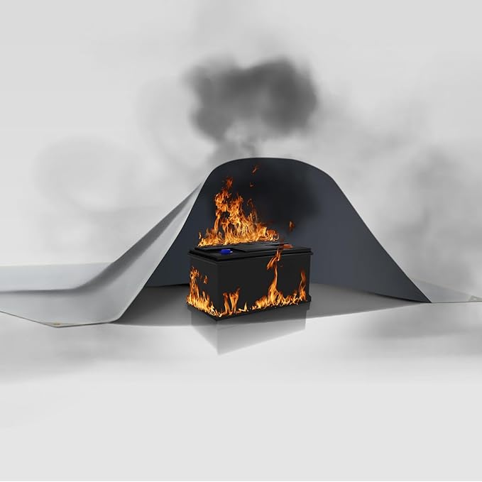 FLASLD Fireproof Lithium Battery Cover, Fastest & Simplest Way to Isolate and Extinguish Small Fires, Fire Blanket for E-Scooter and E-Bike (118×118 inch - Grey)