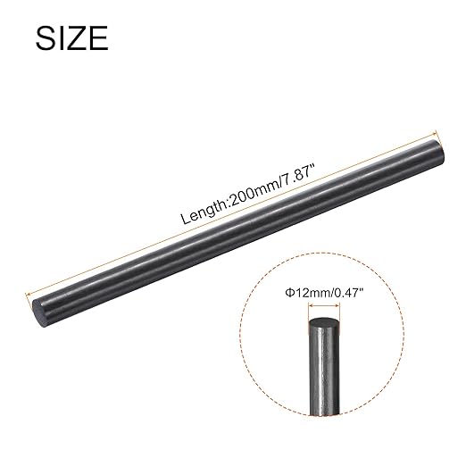MECCANIXITY Carbon Fiber Rod, 12mm x 200mm Carbon Rod Bar for RC Airplane DIY Craft Kite Wing Tube Quadcopter Arm Repair Pack of 2