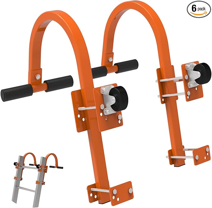 Roof Ladder Hooks,Heavy Duty Steel Extension Ladder Stabilizer for Roof,Ladder Roof Hook with Wheel Extension Ladder Rubber Grip T-Bar for Roof Ridge 2 Pack