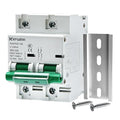 Miniature Circuit Breaker 500V DC Circuit Breaker 2Pole 125Amp din Rail Breaker DIN Rail Mount for Marine Power Systems,Solar photovoltaic Systems(C100A)