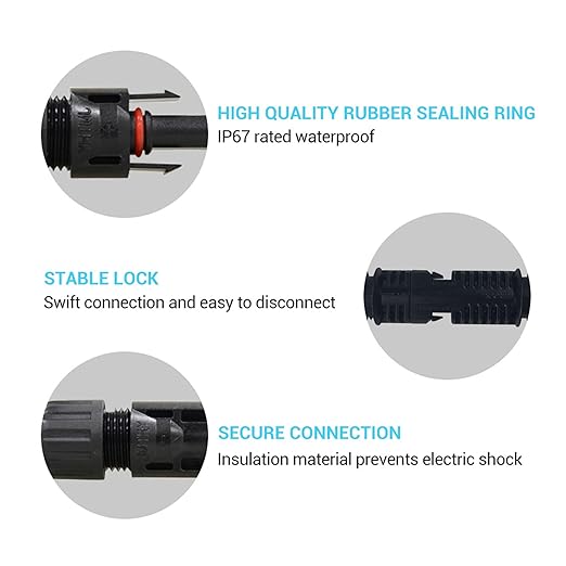 Renogy Solar Panel Extension Cable with Female and Male Connector Waterproof Wire Adaptor, 1.5Ft 12AWG, 1 Piece, Black