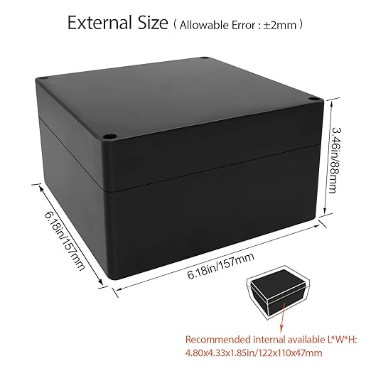 LeMotech Electrical Box ABS Plastic Project Box IP65 Waterproof Junction Box Project Case Universal Enclosure for Electronics Black 6.1x 6.1x 3.4 inch(160x160x90mm)（Pack of 1