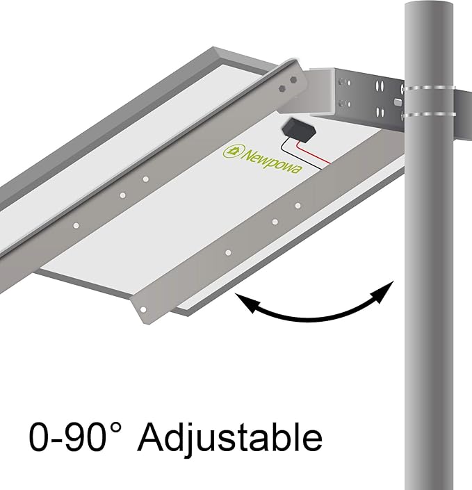 Newpowa Universal Solar Panel Heavy Duty Double Arm Pole Wall Mount for 70-120W Single Module at an tilt Angle from 0-90°