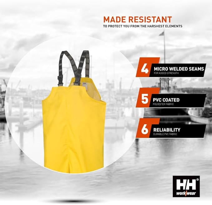 Helly Hansen Mandal Waterproof Bib Overalls - Waterproof Fishing Pants for Men - Heavy Duty Rain Gear - Zip Work Overalls