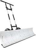 Best Choice Products 48in Heavy-Duty 2-Wheel Snow Pusher Hand Plow for Snow Removal w/Wheels, Adjustable Handle, Blade Angle - Silver