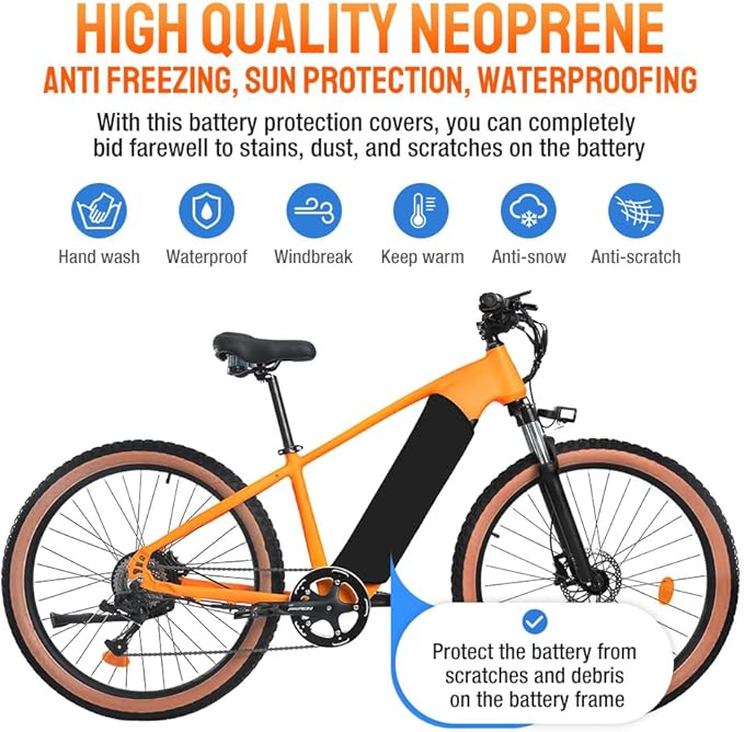 S/M/L Sizes Battery Cover for Electric Bicycles, Ebike Frame Battery Protector Cover