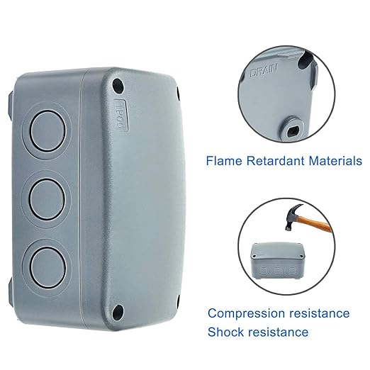 Nineleaf 10PK Outdoor Junction Box ABS Plastic Dustproof IP66 Waterproof Universal Electrical Boxes Project Enclosure Grey 4 7/8" 3 1/4" 2 1/4" inch (125x86x62mm) fit 20mm Cable Gland for Outdoor Use