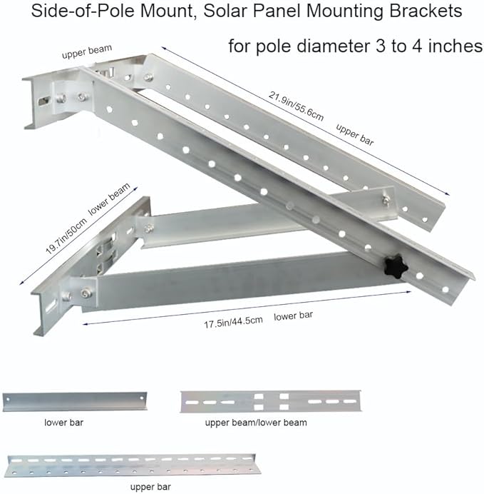 Solar Panel Mounting Bracket Pole Mounts Kit Up to 30W (Pole not Included)