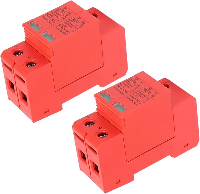 2Pcs Voltage Arrester Device Rail Installation 2P Protective Device DC Photovoltaic Protector Low-Voltage Arrester (DC 500V)