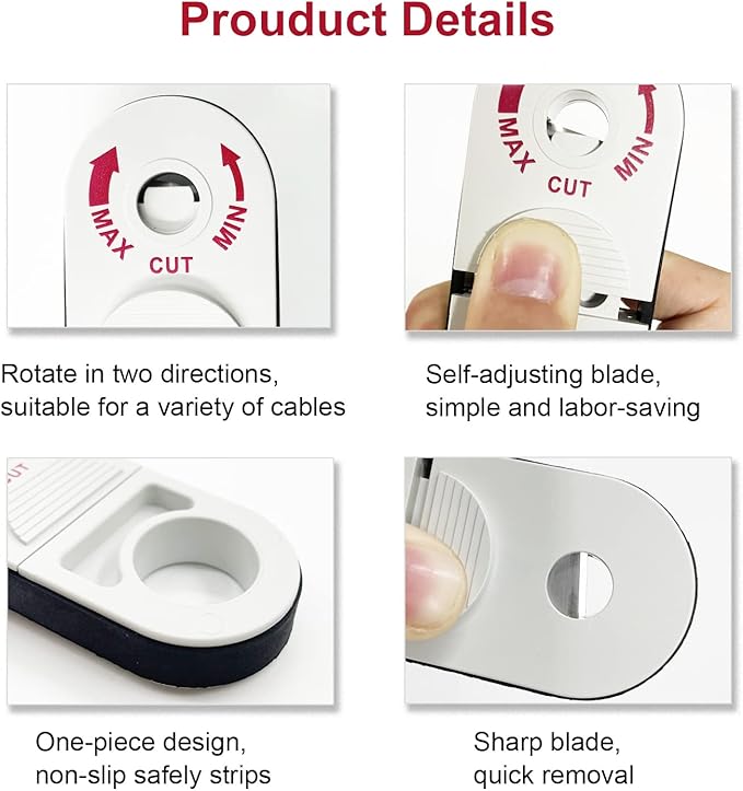 Universal Network Wire Stripping Tool for Cat5e, Cat 6, Cat 6a, Cat7, Cat 8 - Professional Coaxial Cable Stripper, And Cutters - Utp, Stp, Sftp Pocket Cable Stripper Tool（White）