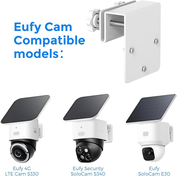 Gutter Mount Bracket Compatible with Eufy Security SoloCam S340/S40 & SoloCam E30, Adjustable Solar Panel Security Camera Mount, Easy Install Aluminum Gutter Hook for Outdoor Wireless CCTV Cameras