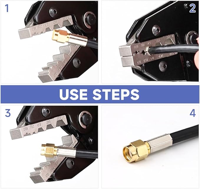 Coaxial Crimping Tool Set for Coaxial RG LMR BNC Type Cable and Connectors with 7 Changeable Dies