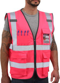 Dib Safety Reflective Vest ANSI Class 2, High Visibility Vest with Pockets and Zipper, Construction Work, Hi Vis