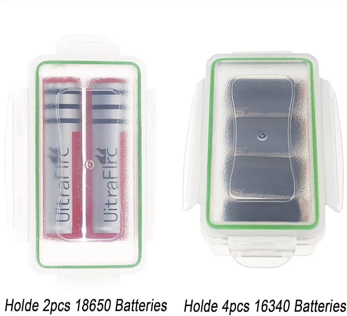 18650 Battery Storage Case Plastic Waterproof Battery Holder 16340 (4 Pack)