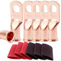 TKDMR 6pcs 4 AWG-5/16 Battery Lugs,Heavy Duty Wire Lugs,Ring Terminals,Battery Cable Ends,0 Guage terminals,Battery Terminal Connectors with 6pcs 3:1 Heat Shrink Tubing