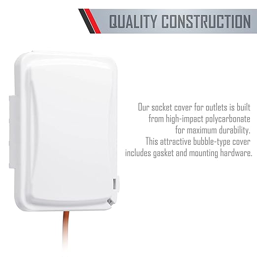 TayMac MM110W Weatherproof Single Outlet Outdoor Receptacle Cover, 5/8 Inches Deep, White