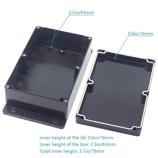 Junction Box, Zulkit Project Box Waterproof Dustproof IP65 ABS Universal Electrical Boxes Enclosure with Fixed Ear Black 9.06 x 5.91 x 3.35 inch (230 x 150 x 85 mm)(Pack of 1)