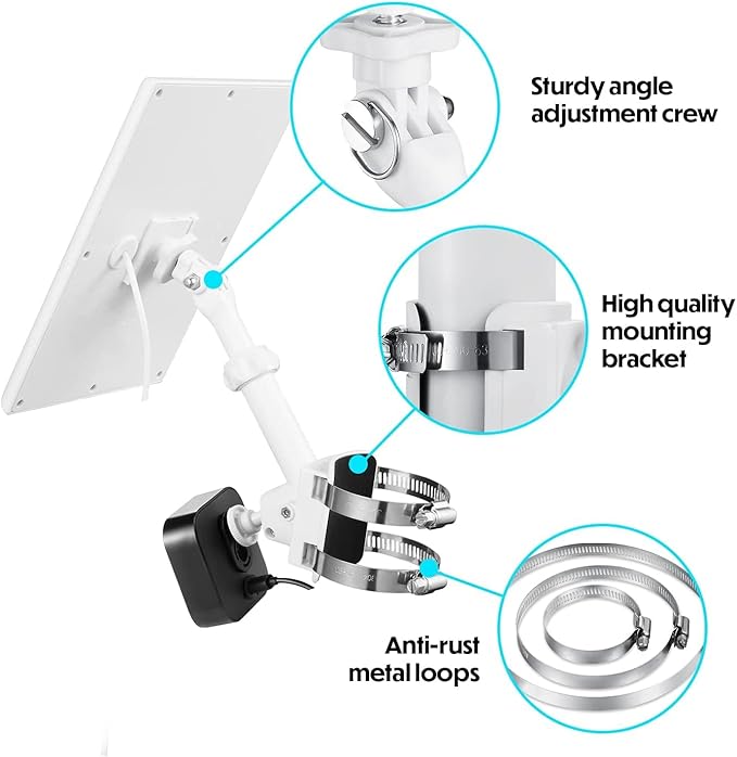 Wasserstein 2-in-1 Universal Pole Mount for Camera & Solar Panel Compatible with Wyze, Blink, Ring, Arlo, Eufy Camera (White)
