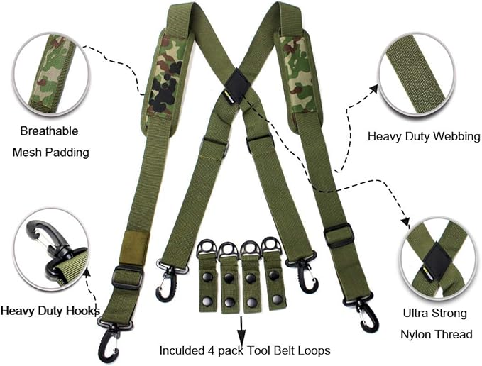 MELOTOUGH Tactical Suspenders Duty Belt Police Suspenders for Law Enforcement Belt with Padded Adjustable Shoulder