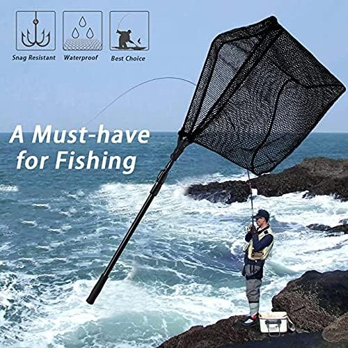 SAN LIKE Fishing Net Fish Landing Net Collapsible Fish Net with Anti-Slip Telescoping Rubber Pole Handle for Kids Adults in Saltwater Freshwater Multi-Size Extending to 37/42/43/51/69/71/89/98inch