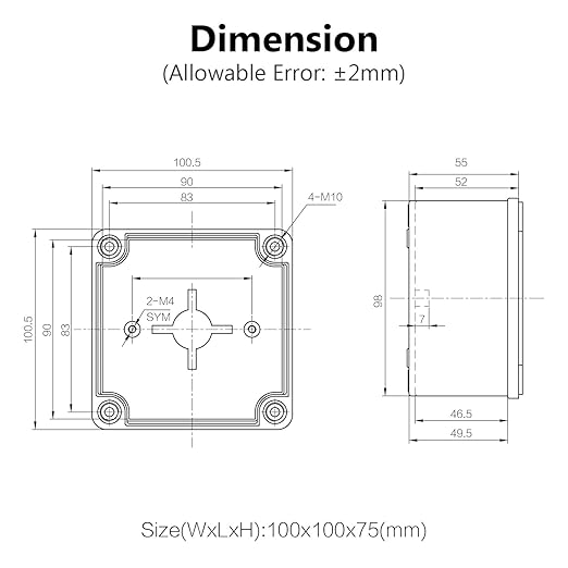 LeMotech IP67 Waterproof Junction Box ABS Plastic Project Box Dustproof Electrical Box Outdoor Enclosure for Electronics DIY Case Gray 3.9X 3.9X 3 inch (100x 100x 75 mm)